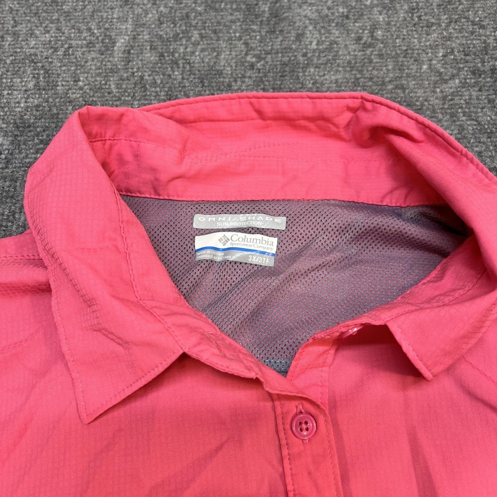 Columbia Shirt Womens 3X Pink Omni-Shade Button Up Long Sleeve Hiking Outdoor - Picture 6 of 11